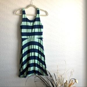 Navy and sea foam green striped ModCloth dress